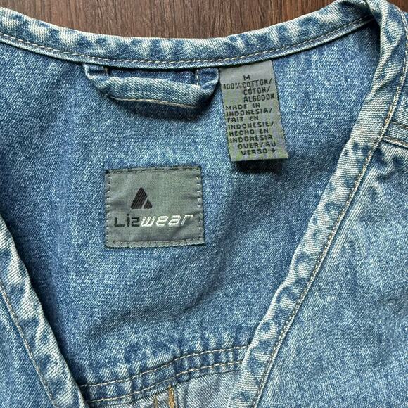 Lizwear Denim Utility Vest Blue Jean Workwear 100% Cotton Women’s Medium - Picture 8 of 10